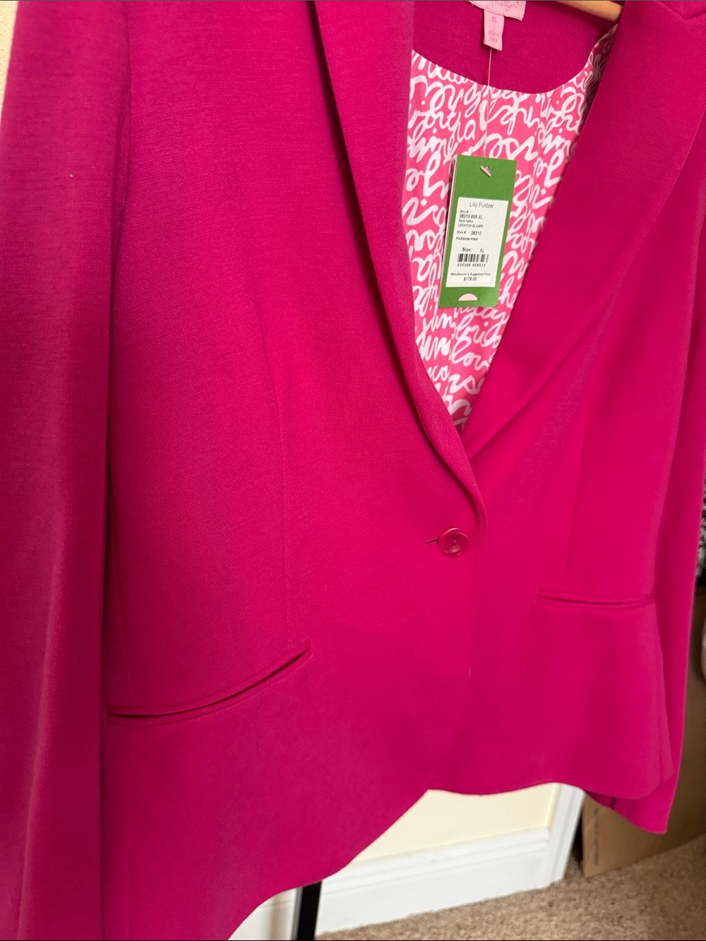 Lilly Pulitzer 🌸Women's Hot Pink Ponte Blazer Jacket - Picture 4 of 11